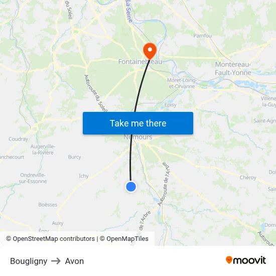Bougligny to Avon map