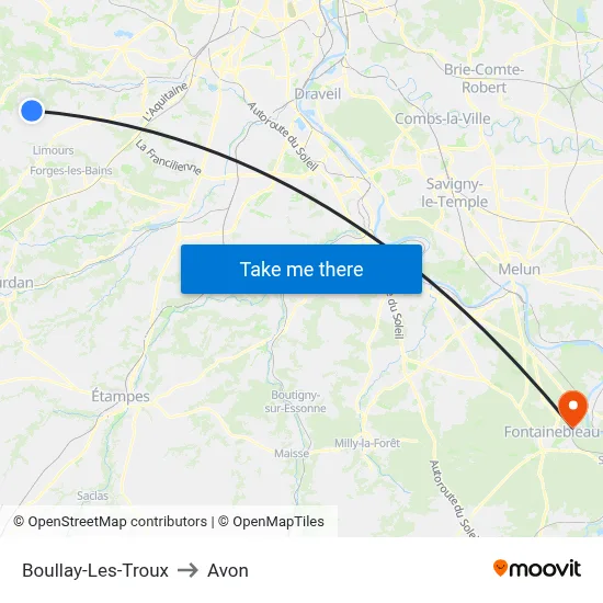 Boullay-Les-Troux to Avon map