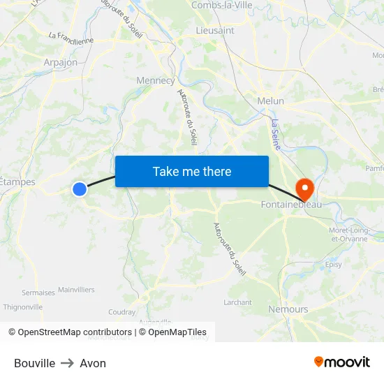 Bouville to Avon map