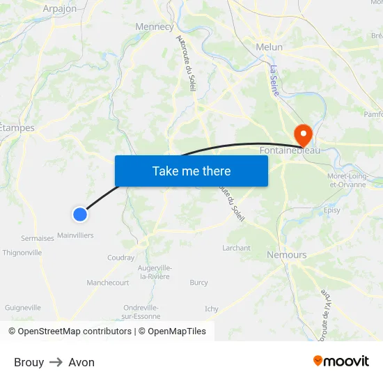Brouy to Avon map