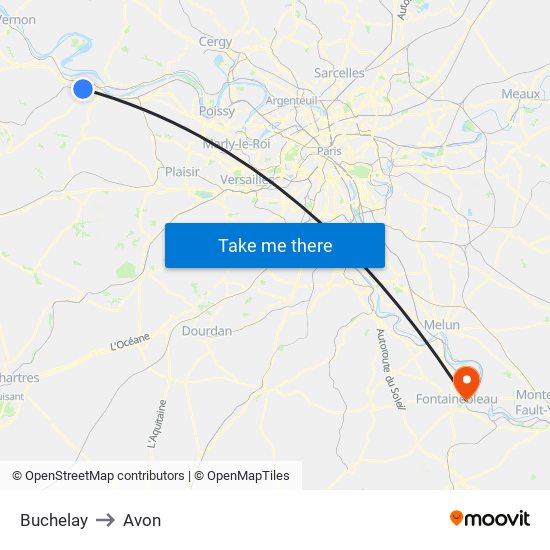 Buchelay to Avon map