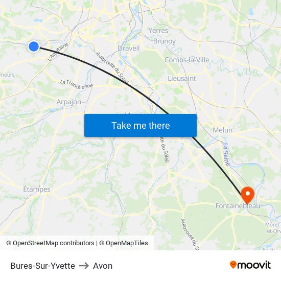 Bures-Sur-Yvette to Avon map