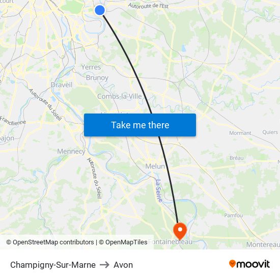 Champigny-Sur-Marne to Avon map