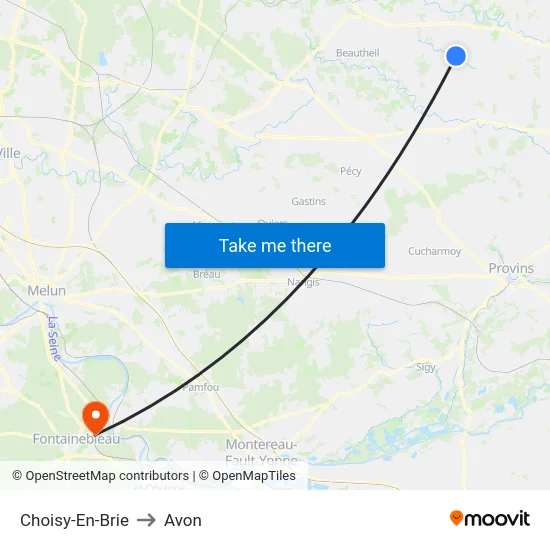 Choisy-En-Brie to Avon map
