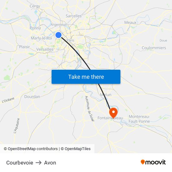 Courbevoie to Avon map