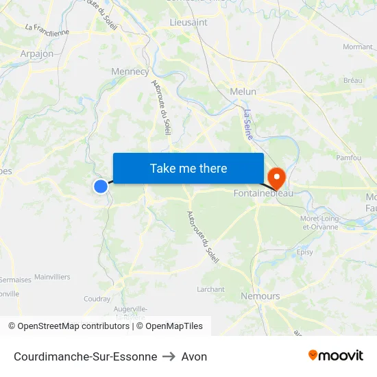 Courdimanche-Sur-Essonne to Avon map