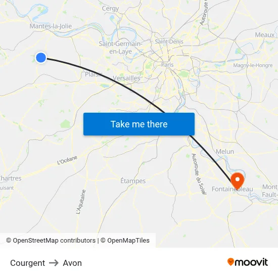 Courgent to Avon map