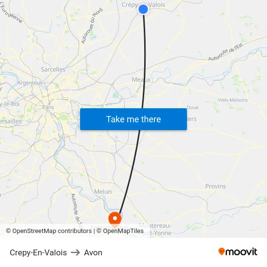 Crepy-En-Valois to Avon map