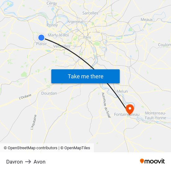 Davron to Avon map