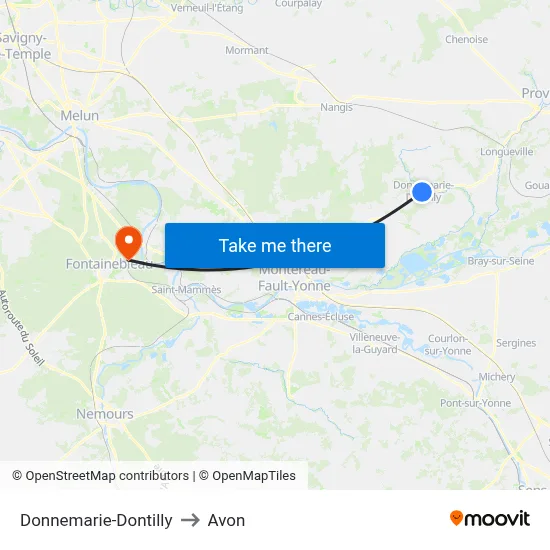 Donnemarie-Dontilly to Avon map