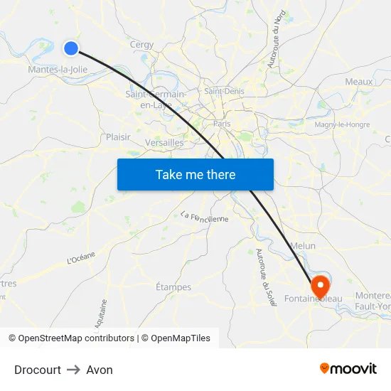Drocourt to Avon map