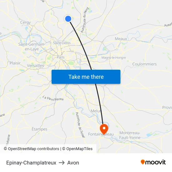 Epinay-Champlatreux to Avon map