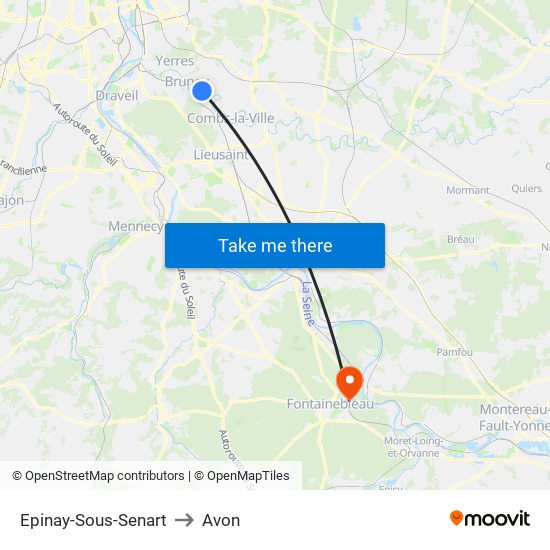 Epinay-Sous-Senart to Avon map