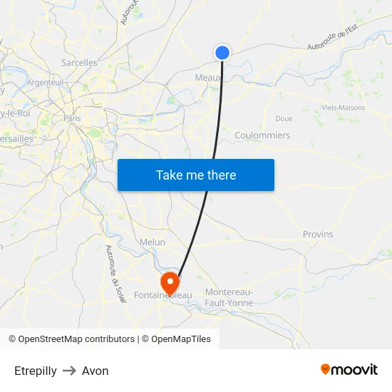 Etrepilly to Avon map