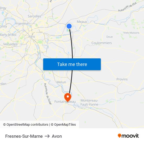 Fresnes-Sur-Marne to Avon map