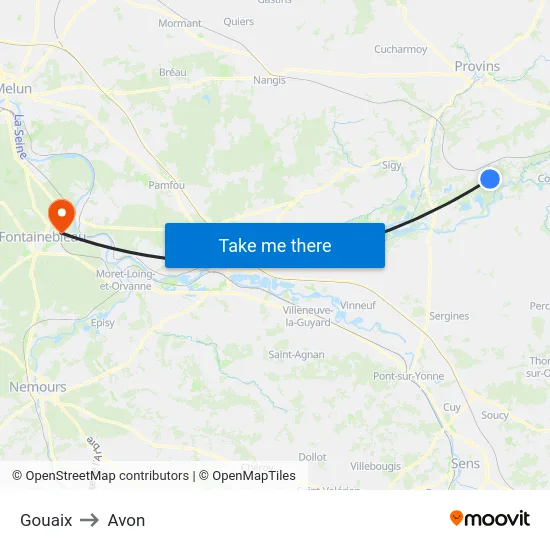 Gouaix to Avon map