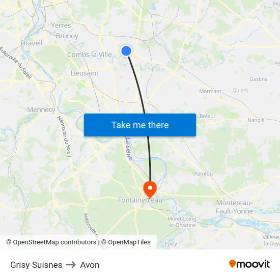 Grisy-Suisnes to Avon map
