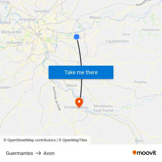 Guermantes to Avon map