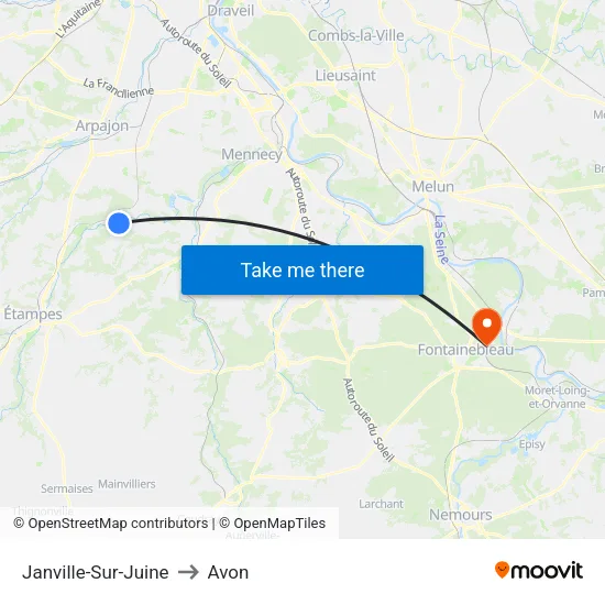 Janville-Sur-Juine to Avon map