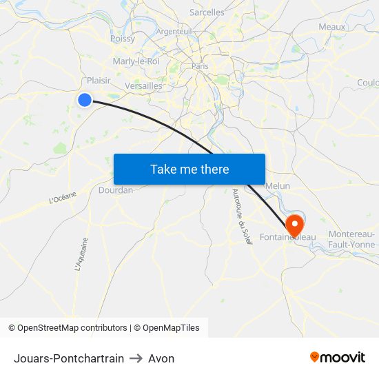 Jouars-Pontchartrain to Avon map
