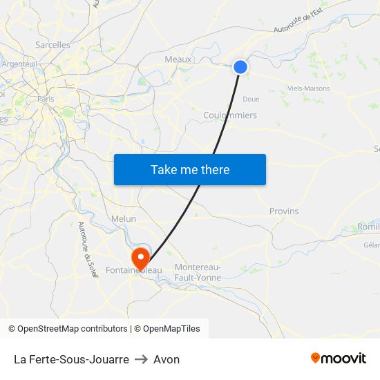 La Ferte-Sous-Jouarre to Avon map