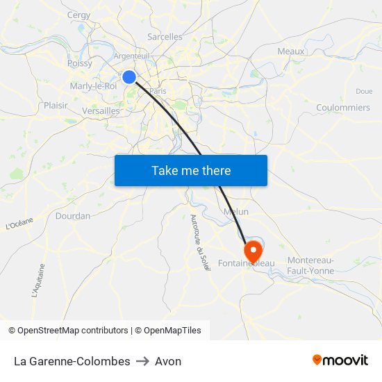 La Garenne-Colombes to Avon map