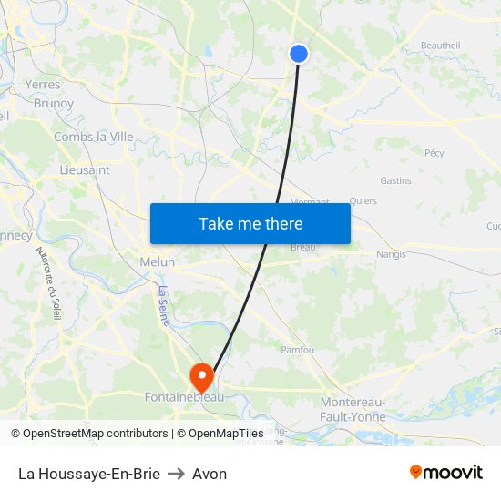 La Houssaye-En-Brie to Avon map