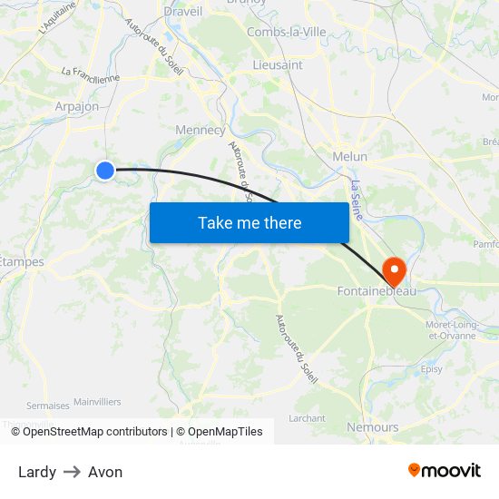 Lardy to Avon map