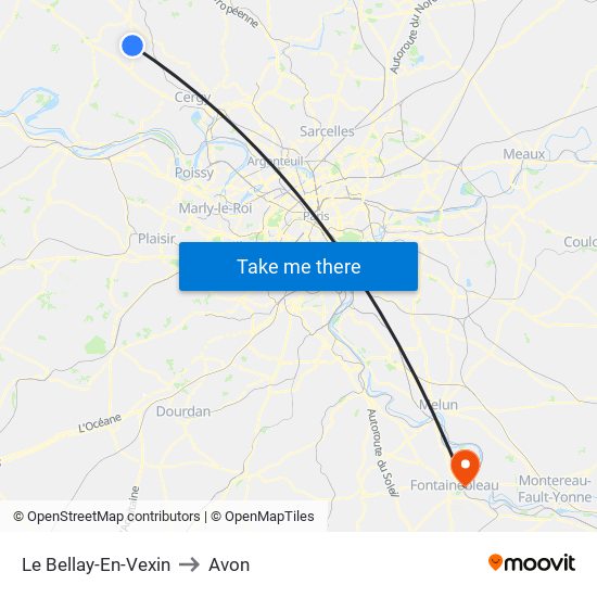 Le Bellay-En-Vexin to Avon map