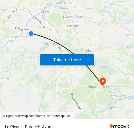 Le Plessis-Pate to Avon map