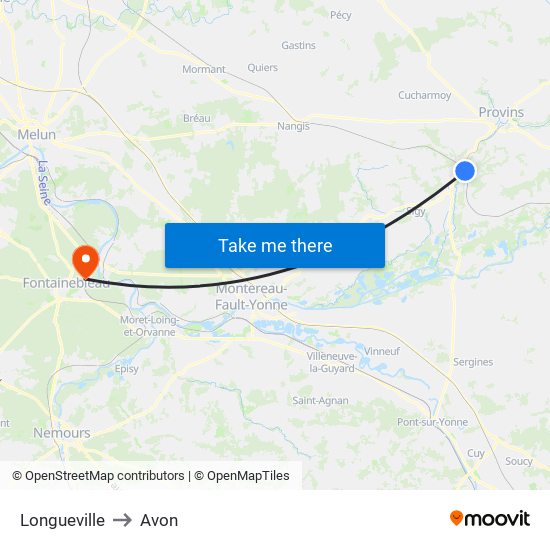Longueville to Avon map