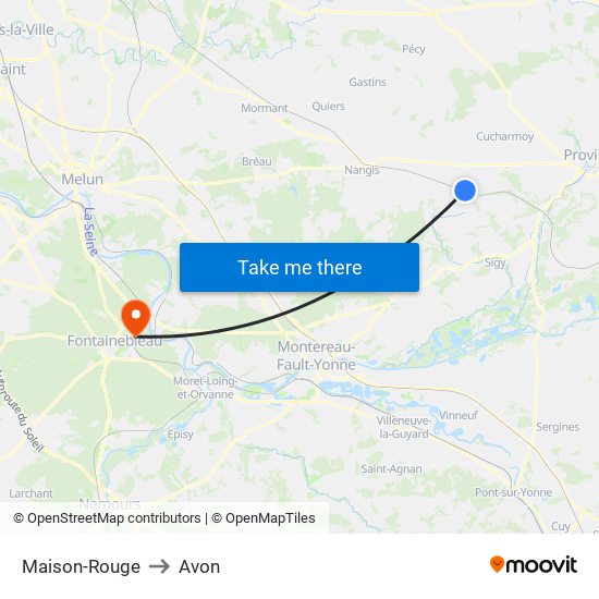 Maison-Rouge to Avon map