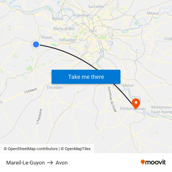 Mareil-Le-Guyon to Avon map