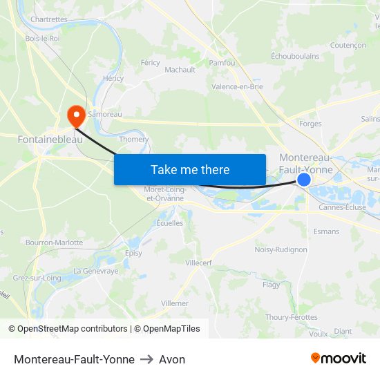 Montereau-Fault-Yonne to Avon map