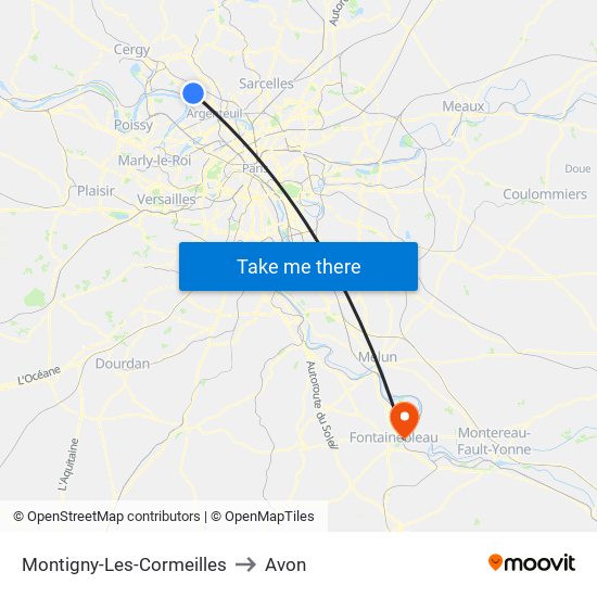 Montigny-Les-Cormeilles to Avon map