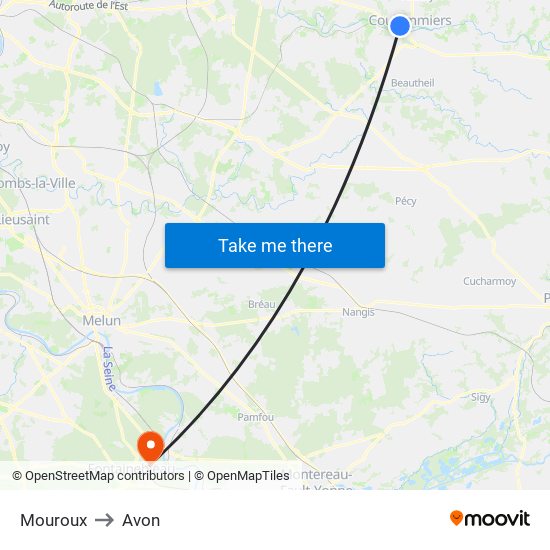 Mouroux to Avon map