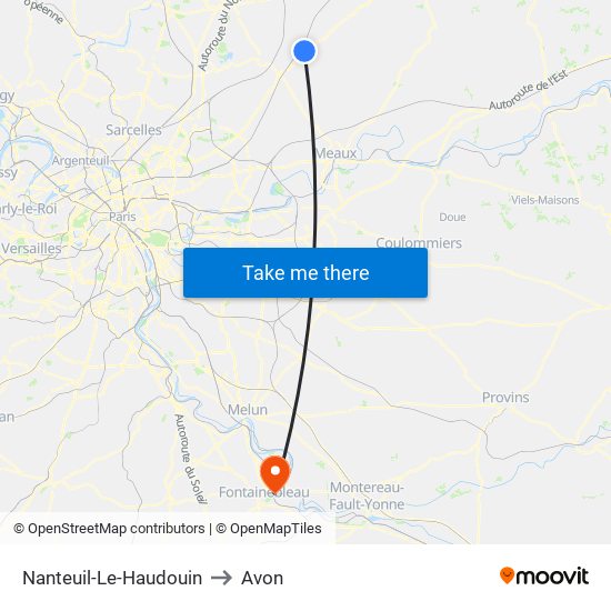 Nanteuil-Le-Haudouin to Avon map