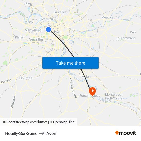 Neuilly-Sur-Seine to Avon map