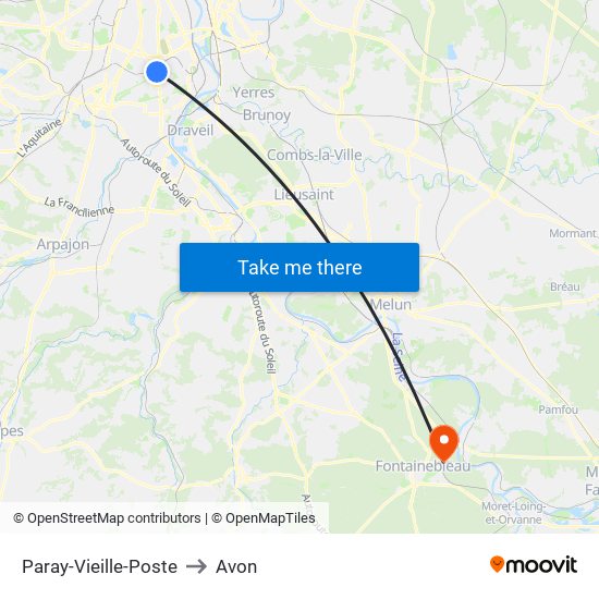 Paray-Vieille-Poste to Avon map