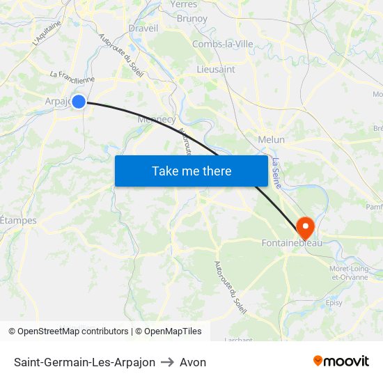 Saint-Germain-Les-Arpajon to Avon map