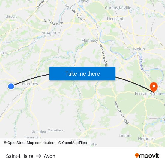 Saint-Hilaire to Avon map