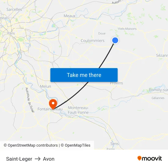 Saint-Leger to Avon map