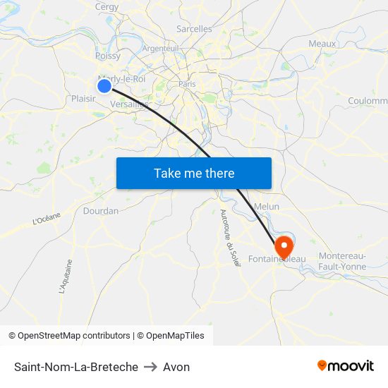 Saint-Nom-La-Breteche to Avon map