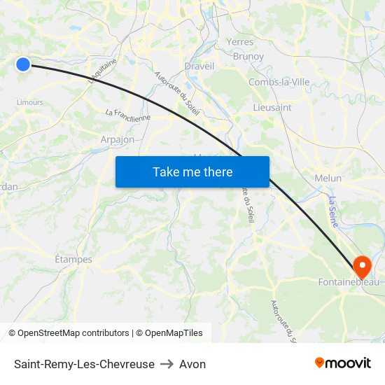 Saint-Remy-Les-Chevreuse to Avon map