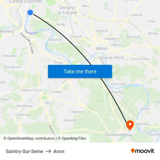 Saintry-Sur-Seine to Avon map