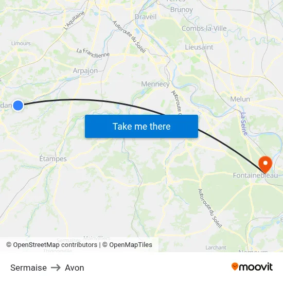 Sermaise to Avon map