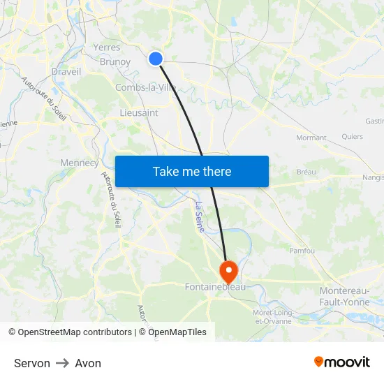 Servon to Avon map
