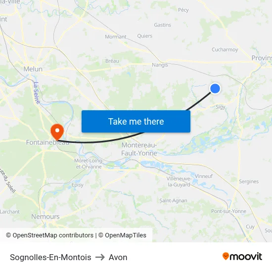 Sognolles-En-Montois to Avon map