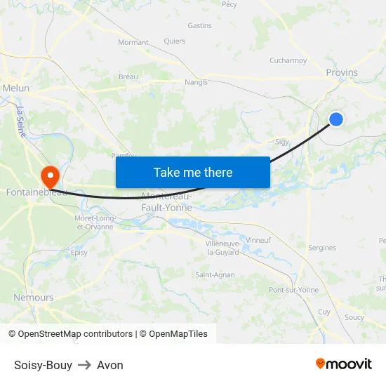 Soisy-Bouy to Avon map
