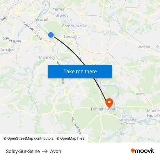 Soisy-Sur-Seine to Avon map
